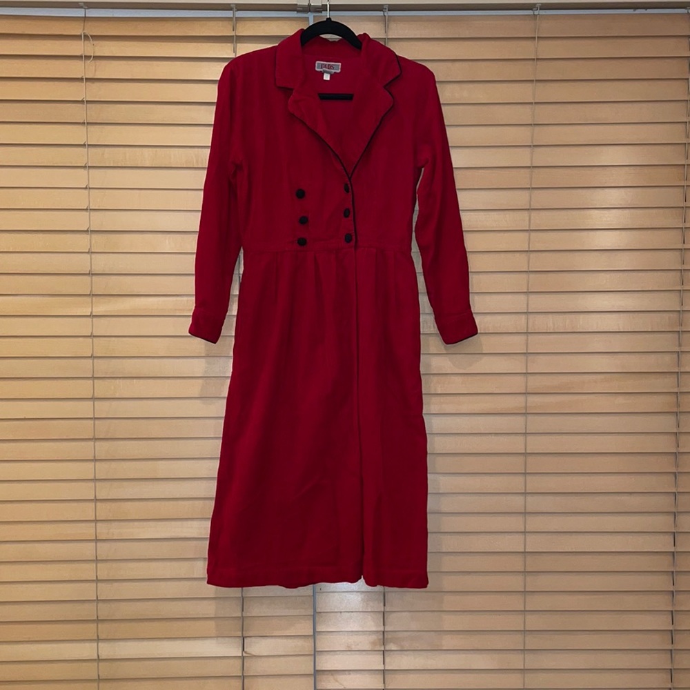 FADS Vintage Red Corduroy Long Sleeve Dress